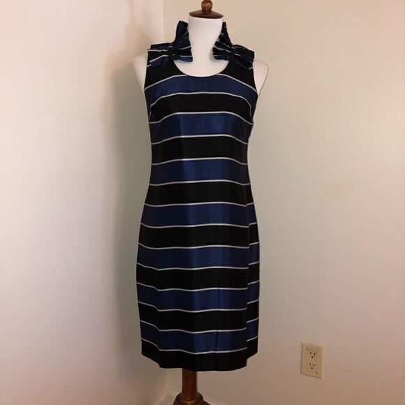NEW Banana Republic | Black & Blue Striped Dress - Picture 1 of 6